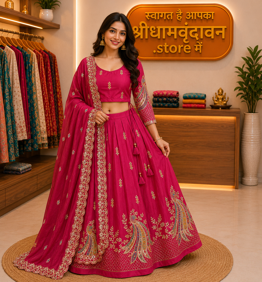 Elegant Pink Embroidered Lehenga Choli Set with Dupatta
